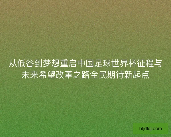 从低谷到梦想重启中国足球世界杯征程与未来希望改革之路全民期待新起点 从低谷到梦想重启中国足球世界杯征程与未来希望改革之路全民期待新起点