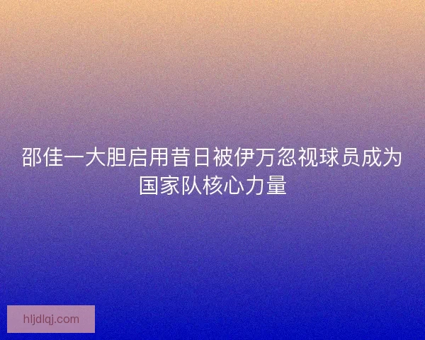 邵佳一大胆启用昔日被伊万忽视球员成为国家队核心力量 邵佳一大胆启用昔日被伊万忽视球员成为国家队核心力量